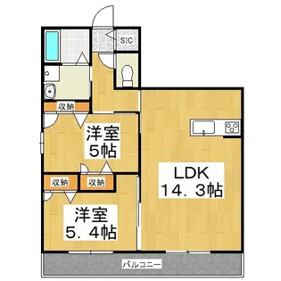 アペルト・ラメール【1階】の間取り