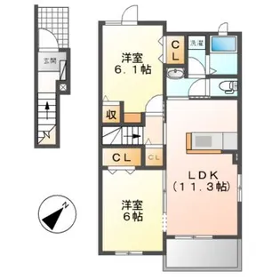 ディアコート船江【2階】の間取り
