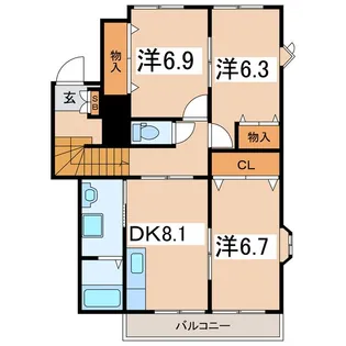 ネクステージサンライフ天神【2階】の間取り