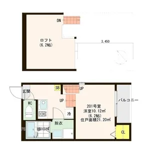ハーモニーテラス中倉II【2階】の間取り