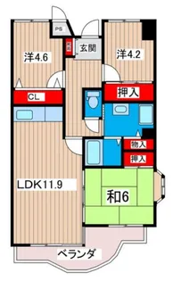 サニーヒル会瀬 1号館【2階】の間取り
