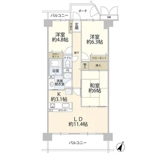 エステ・シティ船橋参番館【14階】の間取り