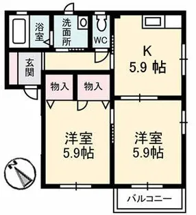 パルクマンション 2棟【2階】の間取り