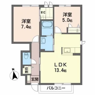 シャーメゾングリーンヒルズA【1階】の間取り