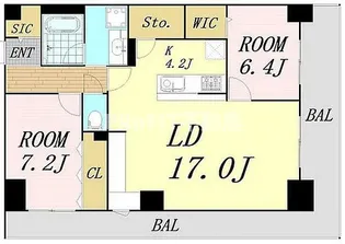 グランセジュール大国町【7階】の間取り