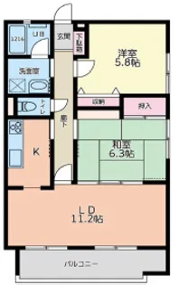 ラ・メール弥勒寺【1階】の間取り