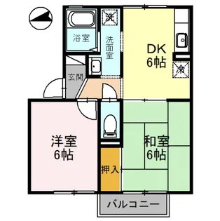 ボンジュール岡山手 1番館【2階】の間取り