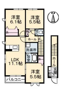 メープルコートNAKAO B棟【2階】の間取り