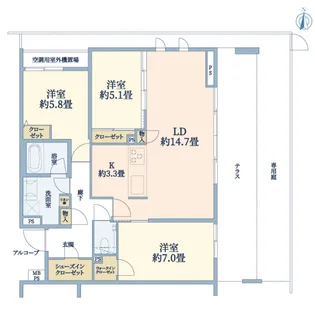 クリオレジダンス新城サウスコート【1階】の間取り