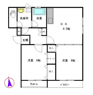 フローラみかわ【2階】の間取り