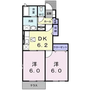 フィ-ルドインビレッジC【1階】の間取り