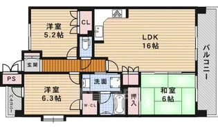 ザ・ライオンズ池田 I棟【3階】の間取り