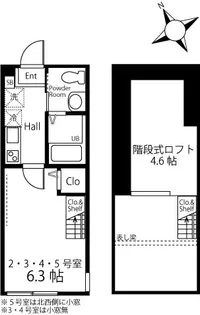 ハーミットクラブハウス シャルム岸根公園【2階】の間取り