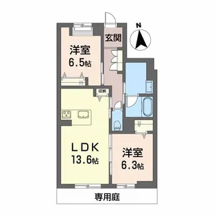 シャーメゾンレジデンス夜明【1階】の間取り