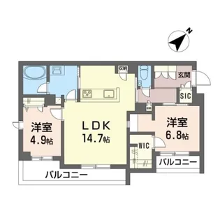 2LDKの間取り画像