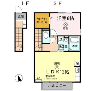 岡山県岡山市北区楢津【アパート】の間取り