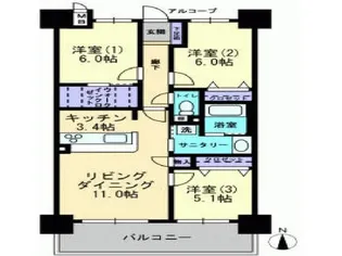 アルファスマート西川緑道公園【8階】の間取り