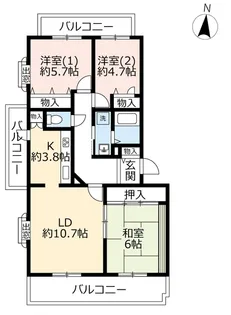 UR高槻・阿武山八番街【2階】の間取り