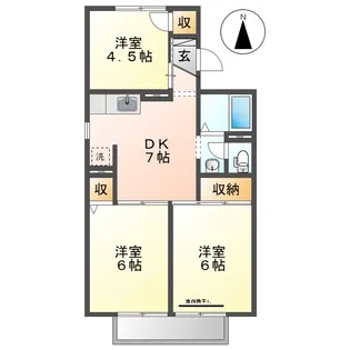 プレジールワカミヤA【2階】の間取り