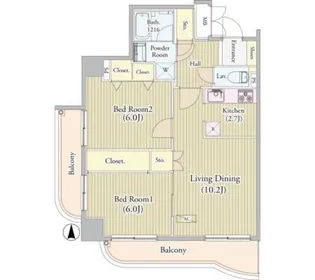 センテニアルタワー【14階】の間取り