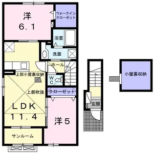 レインボーパレスI【2階】の間取り