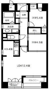 2LDKの間取り画像