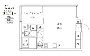 東京都中野区江原町2【マンション】の間取り