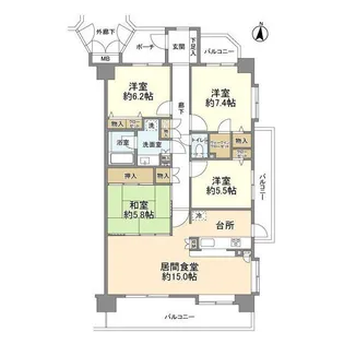 オーベル柏【8階】の間取り