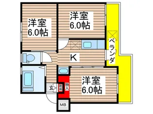 稲毛団地6号棟【1階】の間取り