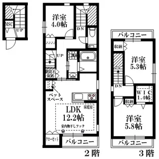 東京都中野区南台1【マンション】の間取り