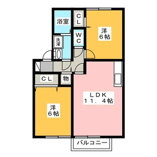 ドルチェ ヴィータB【2階】の間取り