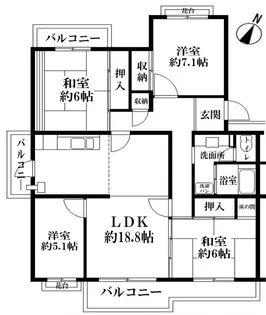 新座リバーサイド 18-13号棟【3階】の間取り