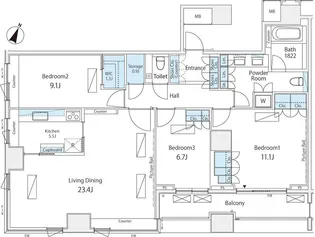 番町パークハウス【8階】の間取り