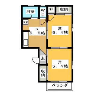 ツインハイツ宝B【2階】の間取り