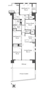 ザケンジントンレジデンス横濱片倉【1階】の間取り