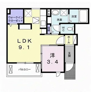 グランディール枝堀A【1階】の間取り