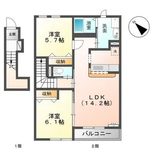 ヴェルジュドゥソレイユ【1階】の間取り