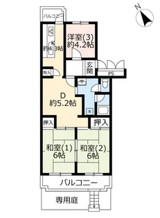 UR谷津パークタウン壱番街【1階】の間取り