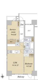 オープンレジデンシア麻布六本木【8階】の間取り