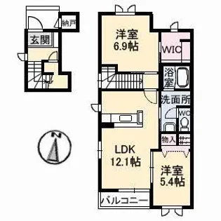 シャーメゾン神辺 A棟【2階】の間取り