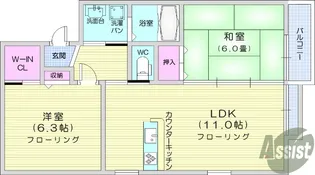 リーブ苦竹【1階】の間取り