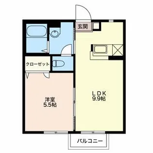 サウスウイングB【2階】の間取り