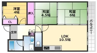 プリムローズ岸和田【1階】の間取り