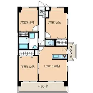 サンルージュ春日【4階】の間取り