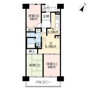 UR港北ニュータウンサントゥール中川【13階】の間取り