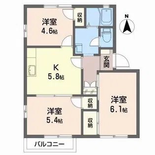 フラッツ桜ヶ丘B【2階】の間取り