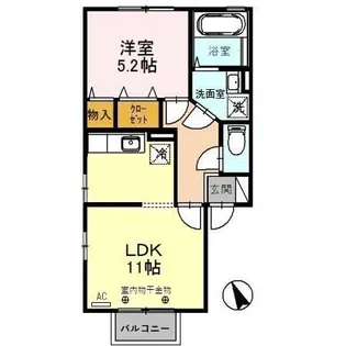 ユニ ステイ壱番館A【1階】の間取り