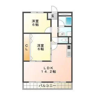 2LDKの間取り画像