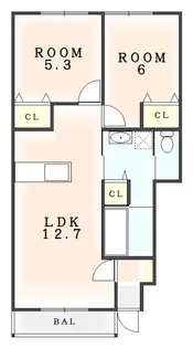 徳島県小松島市大林町字金岡【アパート】の間取り