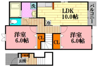 広島県広島市安佐北区大林町【アパート】の間取り
